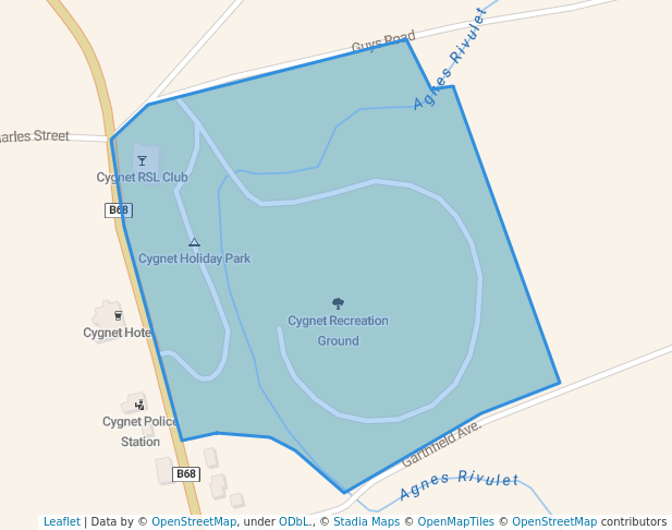 walking in Cygnet Recreation Ground map in Cygnet