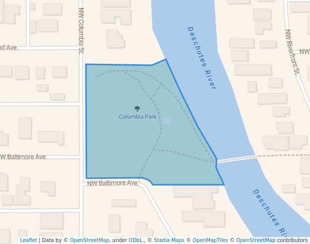 walking in Columbia Park map in Bend