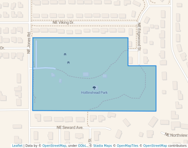 walking in Hollinshead Park map in Bend