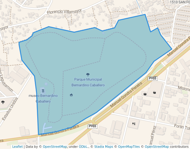 walking in Parque Municipal Bernardino Caballero map in Asunción