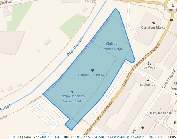 walking in Parque Verano Azul map in Nerja