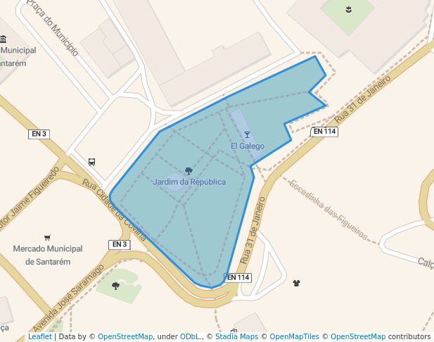 walking in Jardim da República map in Santarém