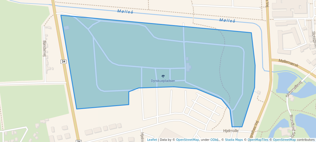 walking in Dyrskuepladsen map in Aabenraa