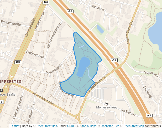 walking in Aquila-Park map in Leverkusen