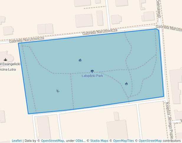 walking in Łabędzki Park map in Gliwice