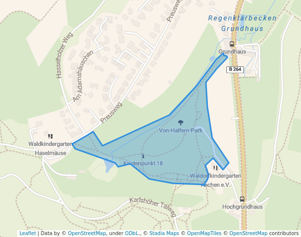 walking in Von-Halfern-Park map in Aachen