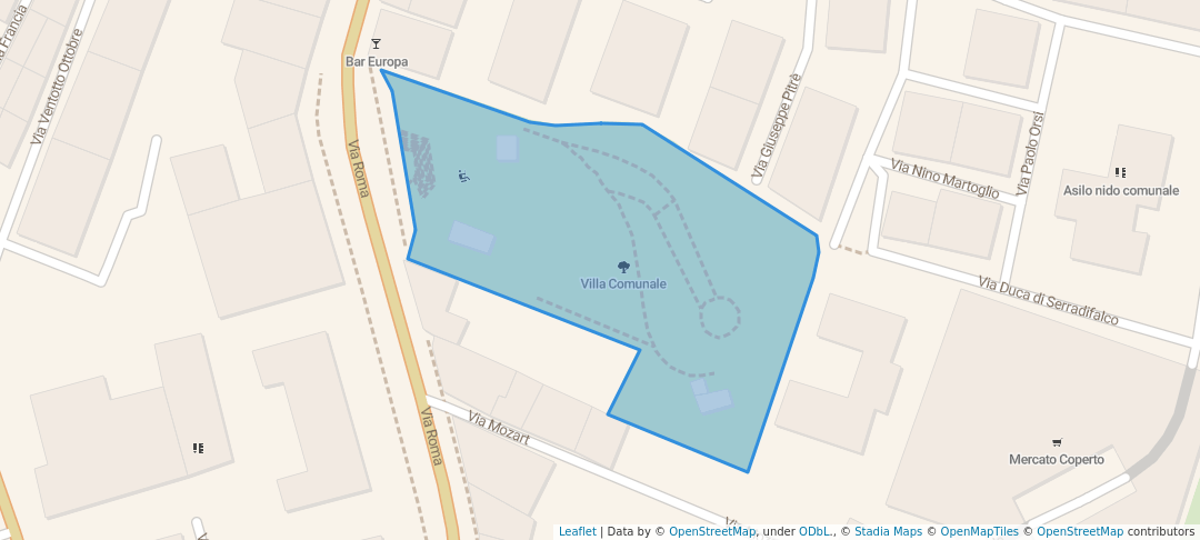 walking in Villa Comunale map in Aragona