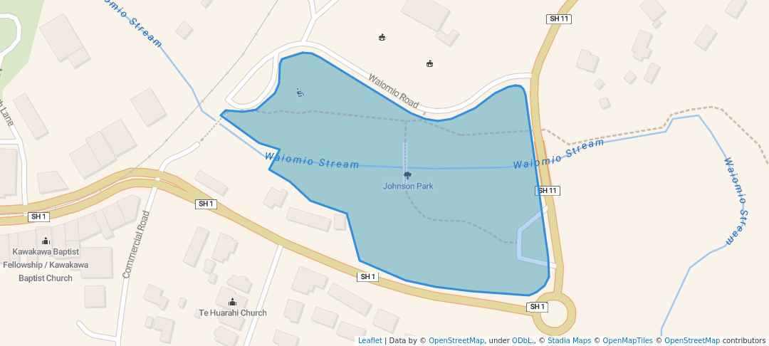 walking in Johnson Park map in Kawakawa