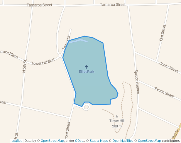 walking in Elliot Park map in Muskogee