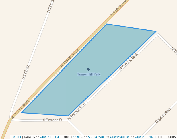 walking in Turner Hill Park map in Muskogee