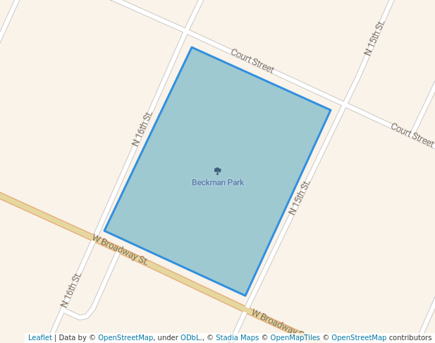 walking in Beckman Park map in Muskogee