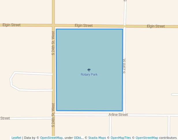 walking in Rotary Park map in Muskogee