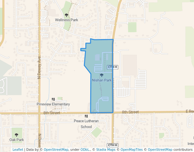 walking in Nishan Park map in Reedsburg