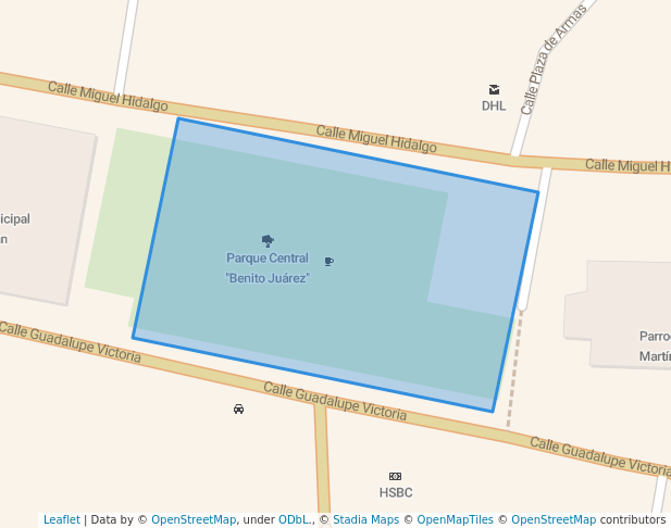 walking in Parque central map in Acayucan