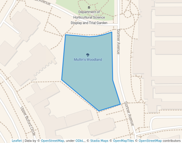 walking in Mullin's Woodland map in Falcon Heights