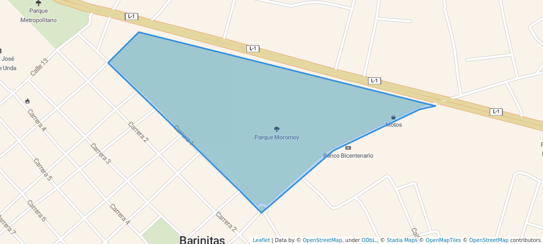 walking in Parque Moromoy map in Barinitas