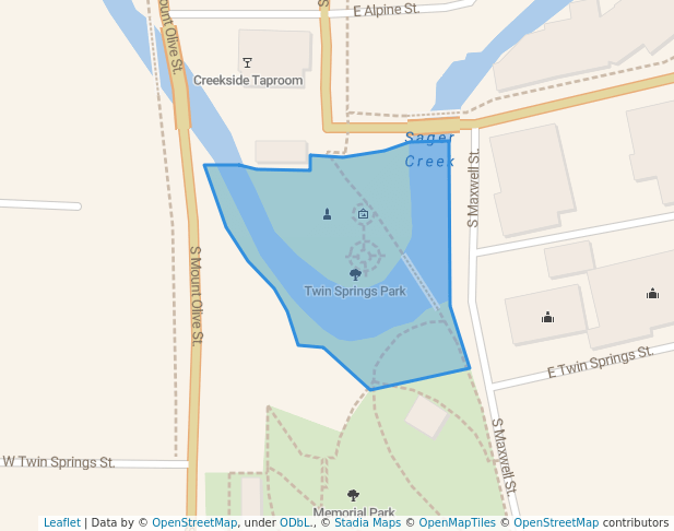 walking in Twin Springs Park map in Siloam Springs