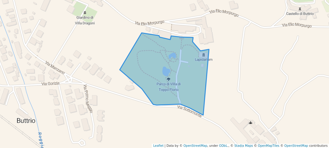 walking in Parco di Villa di Toppo Florio map in Buttrio