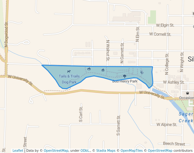 walking in Bob Henry Park map in Siloam Springs