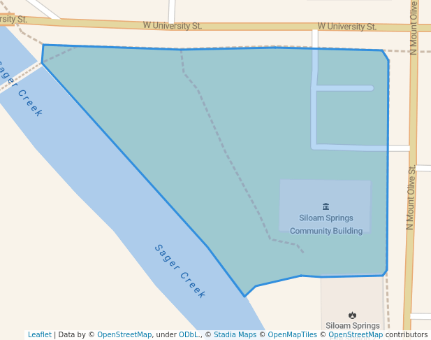 walking in Siloam Springs City Park map in Siloam Springs