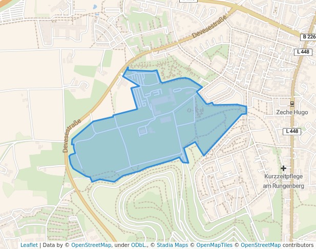 walking in Zeche Hugo Schachtanlage 2/5 map in Gelsenkirchen