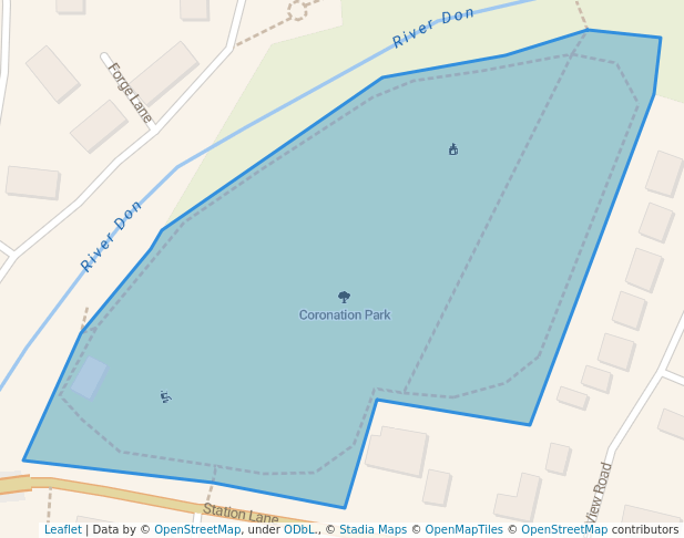 walking in Coronation Park map in Oughtibridge