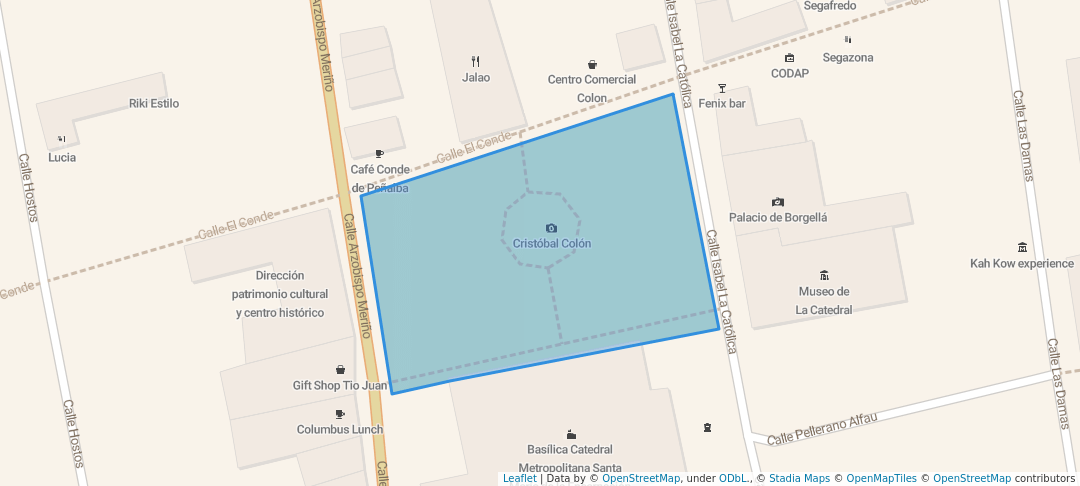 walking in Parque Colón map in Santo Domingo