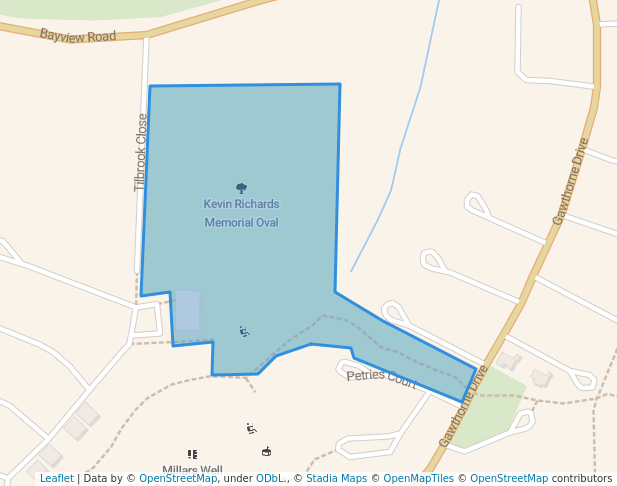 walking in Kevin Richards Memorial Oval map in Millars Well