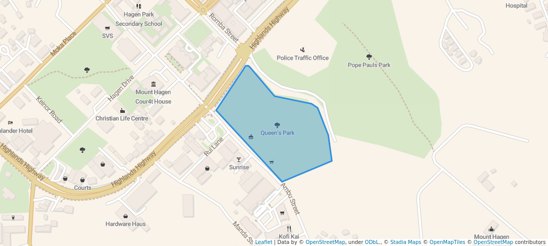 walking in Queen's Park map in Mount Hagen