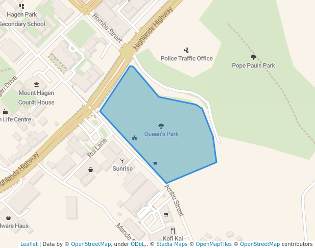 walking in Queen's Park map in Mount Hagen