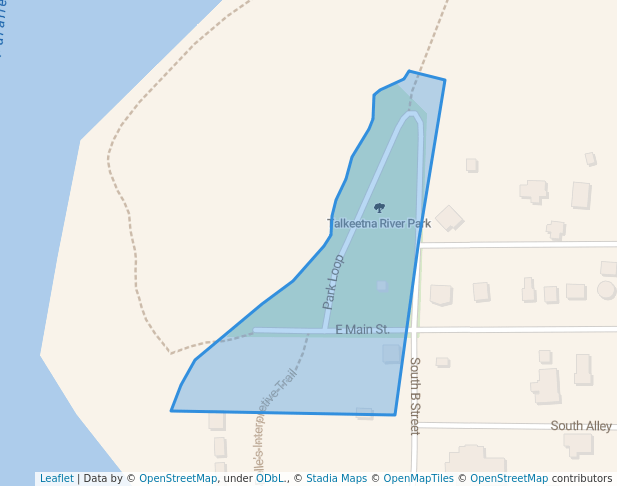 walking in Talkeetna River Park map in Talkeetna