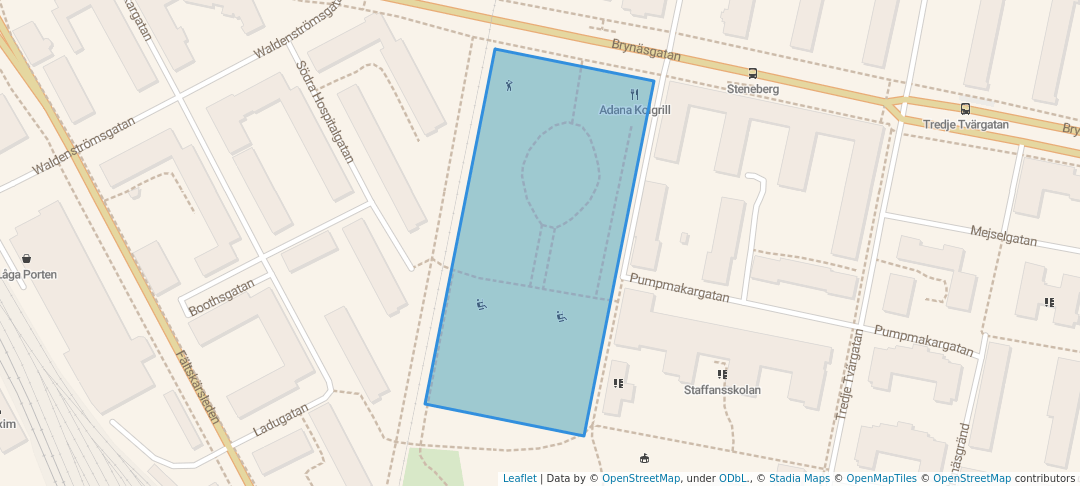 walking in Stenebergsparken map in Gävle