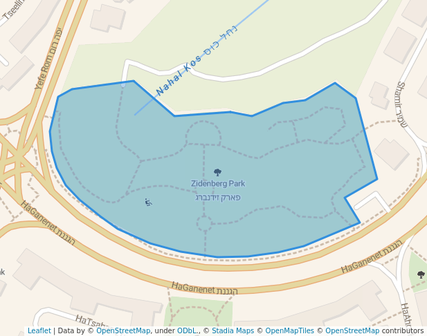 walking in Zidenberg Park map in Jerusalem