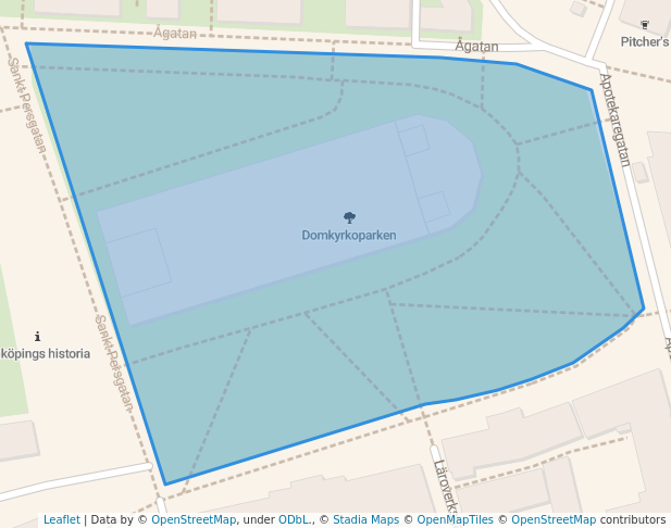 walking in Domkyrkoparken map in Linköping