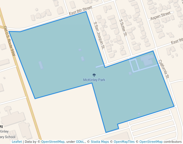 walking in McKinley Park map in Stockton