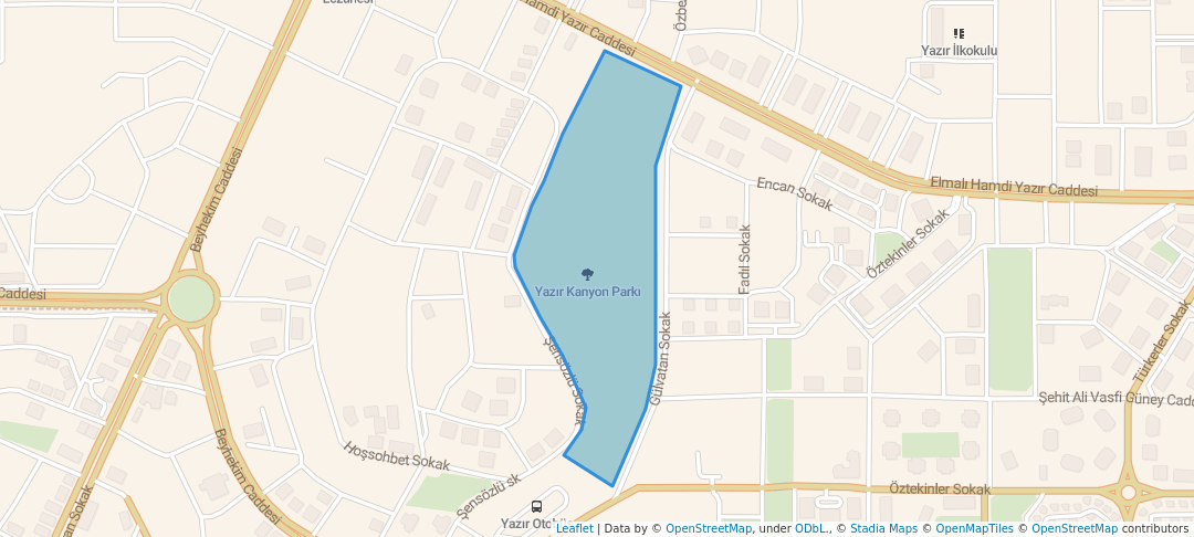 walking in Yazır Kanyon Parkı map in Konya