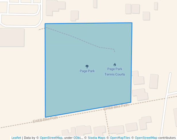 walking in Page Park map in Springfield