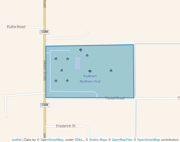 walking in Kyabram Northern Oval map in Kyabram