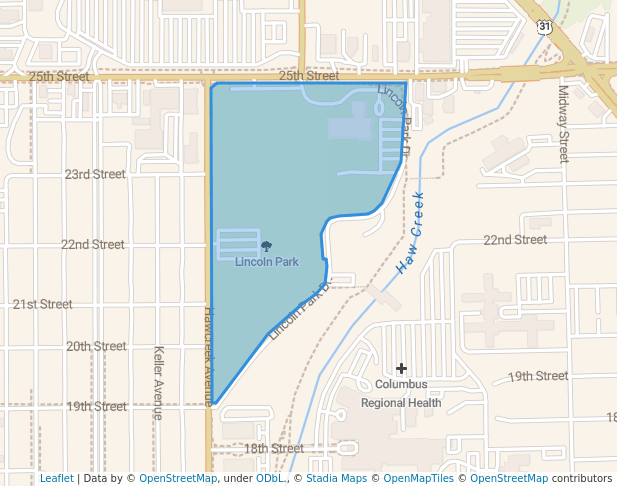 walking in Lincoln Park map in Columbus