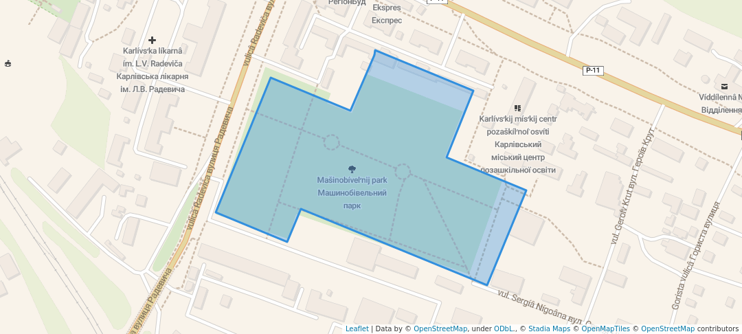 walking in Машинобівельний парк map in Karlivka
