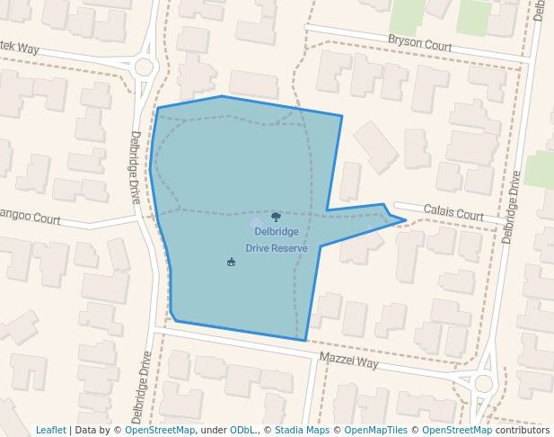 Delbridge Drive Reserve in Sydenham | Map and Routes