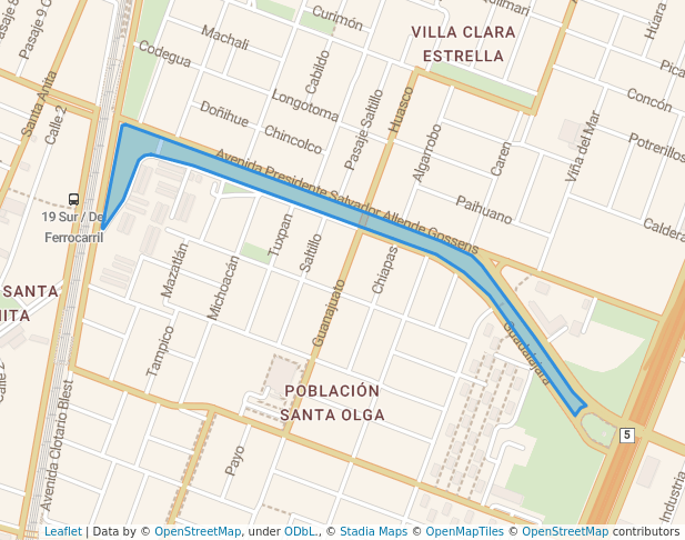 walking in Parque Central Avenida Salvador Allende map in Lo Espejo