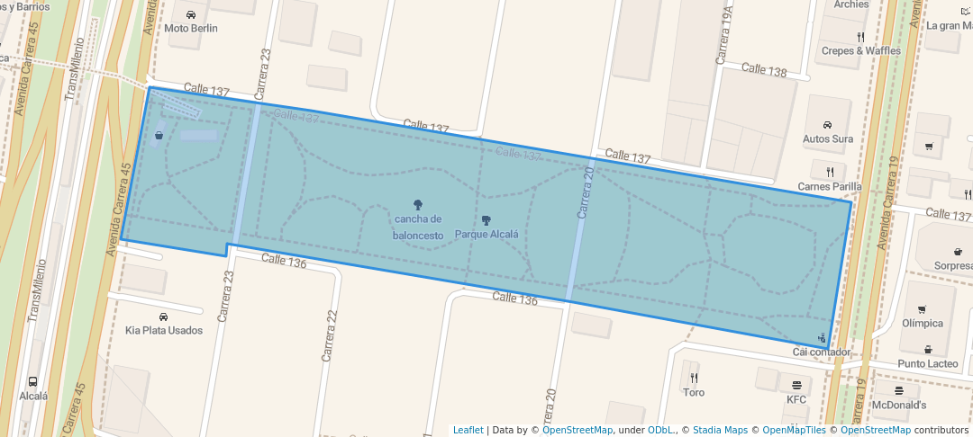 walking in Parque Alcalá map in Bogotá