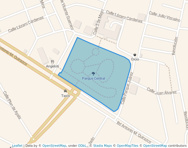 walking in Parque Central map in Las Choapas