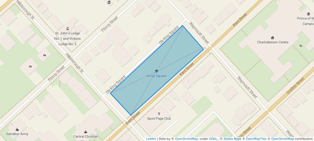 walking in Kings Square map in Charlottetown