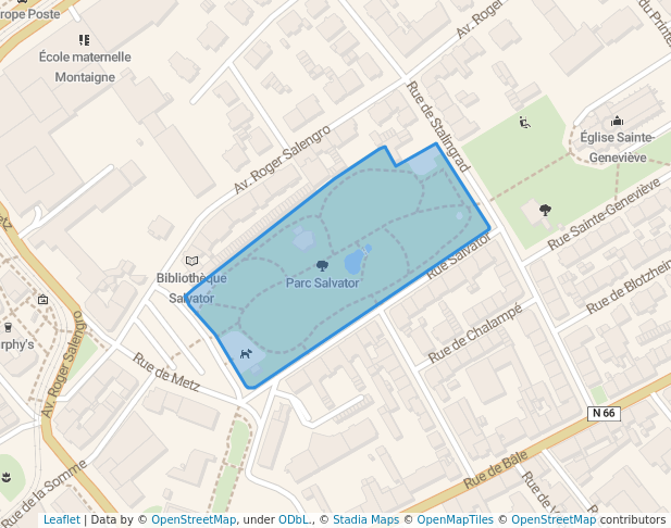 walking in Parc Salvator map in Mulhouse