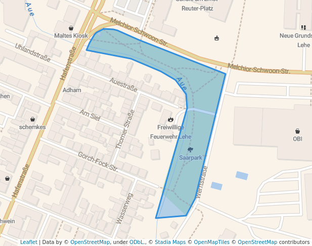 walking in Saarpark map in Bremerhaven