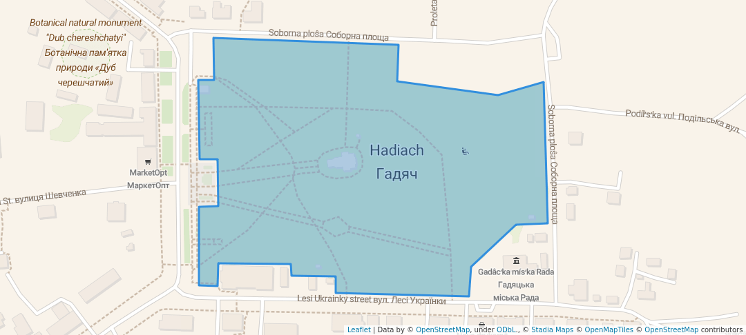 walking in Парк "Перемога" map in Hadiach