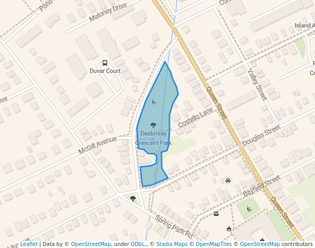 walking in Desbrisay Crescent Park map in Charlottetown