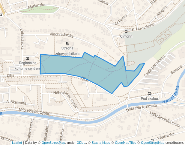 walking in Skotňa map in Prievidza